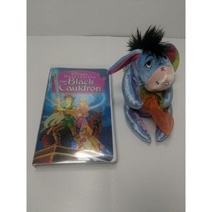 Disney Store EEYOREVintage2000 Plush Easter Collection w FREE Black Cauldron VHS